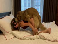 Moaning blonde is eager to enjoy some dog sex with her pet